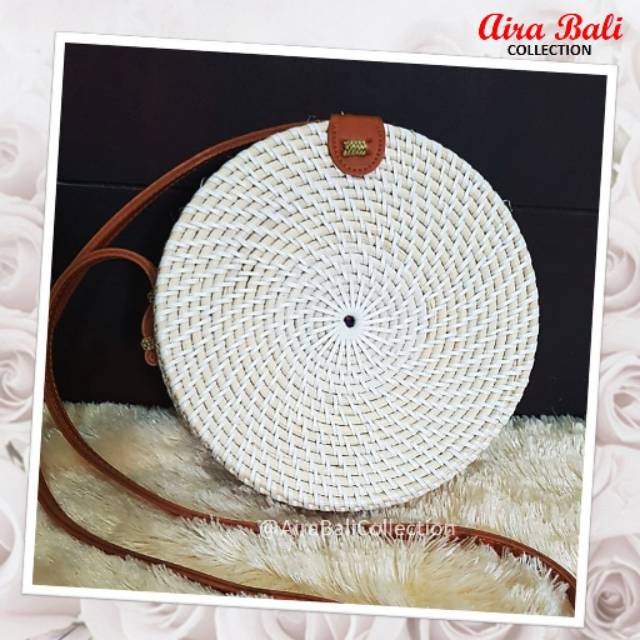 TERMURAH TAS ROTAN ATE BALI / TAS ROTAN PUTIH BALI DENGAN LINING BATIK