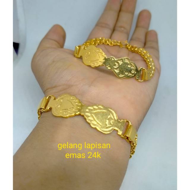 (GROSIR) gelang plat lapisan emas