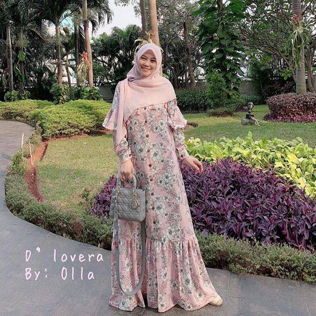 Dress delovera motif bunga