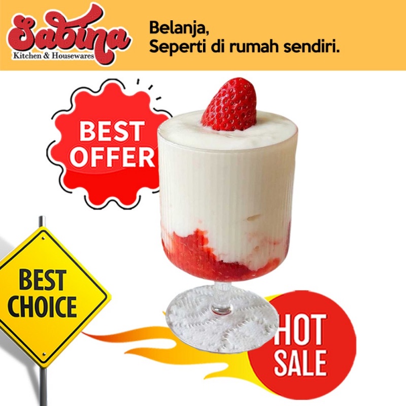 Gelas Unik Minuman Puding Es Krim Jus Model Tangkai 280ml Koleksi