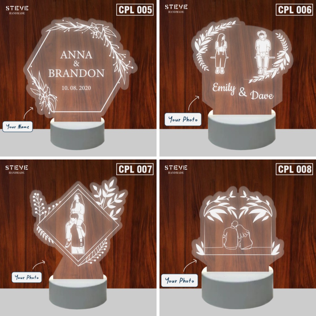 Lampu Tidur Couple Edition LED Akrilik Free Custom LT2001 Steve Handmade