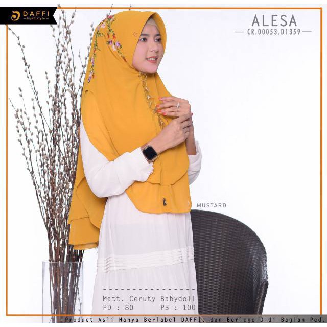 NEW  KHIMAR ORI DAFFI ALESA 2 LAYER MOTIF BUNGA