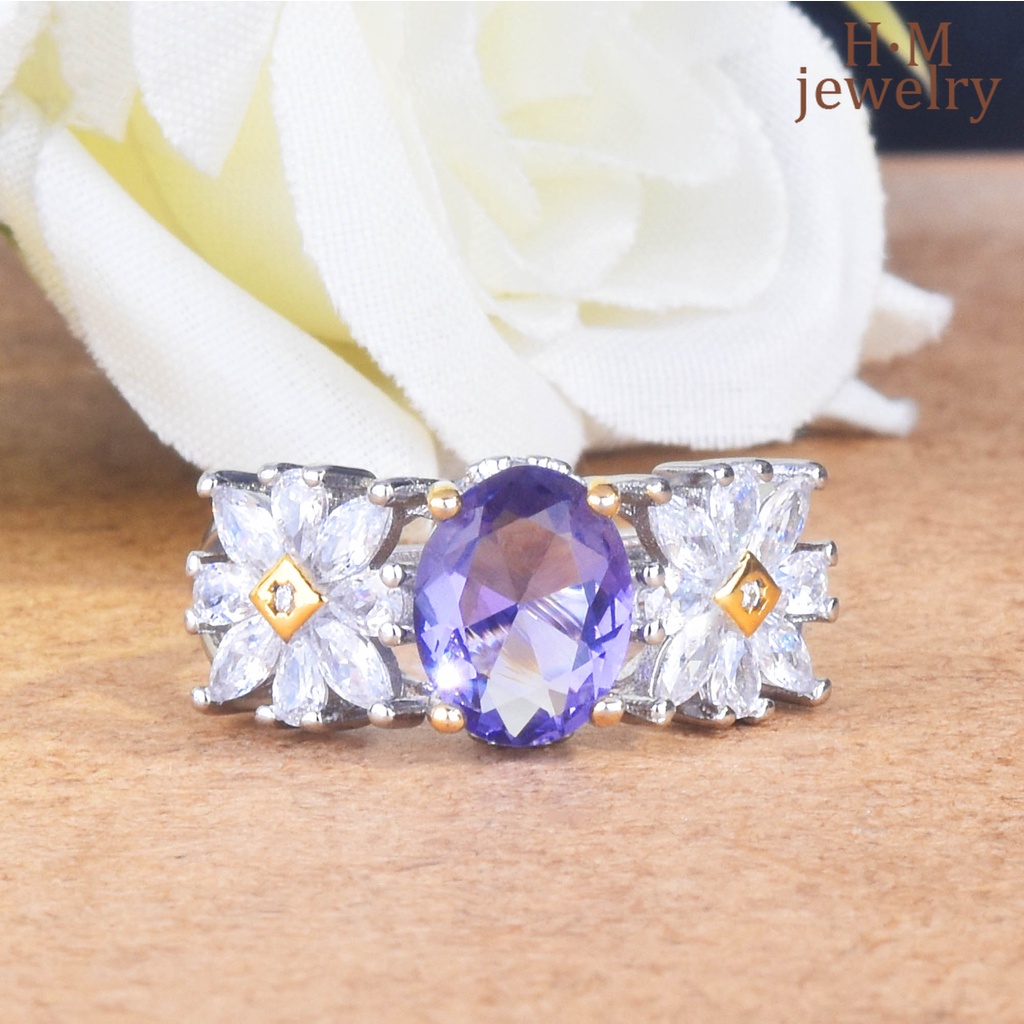 Cincin Desain Daisy Amethyst Natural