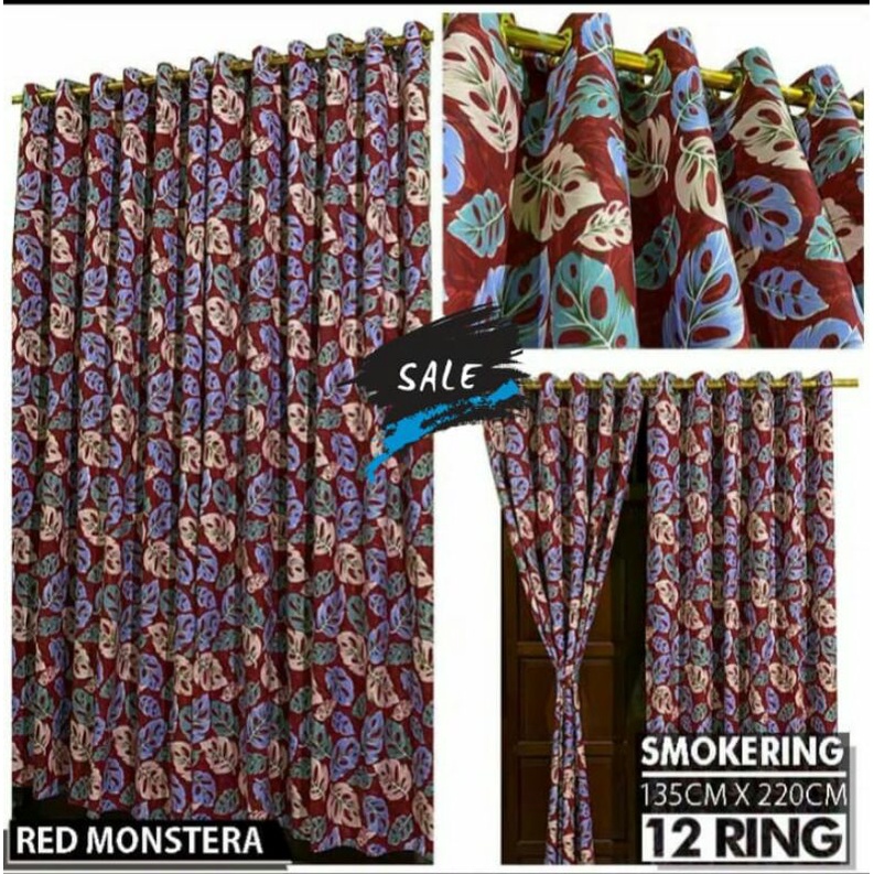 GORDEN/ HORDENG SMOKERING MOTIF RED MONSTERA JANDA BOLONG