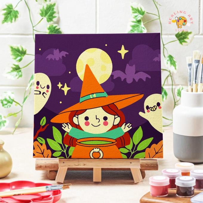 

Paint By Number Halloween Witch Diy Painting Canvas 20X20 Alat Lukis