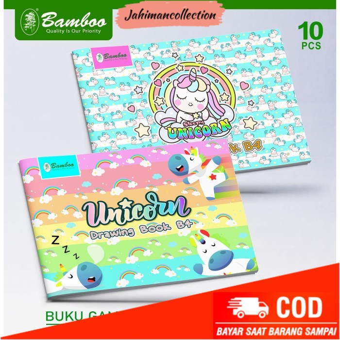 

✨ BISA COD ✨ Bamboo Buku Gambar/Drawing Book ukuran: B4 - Cover Unicorn [10 Pcs]