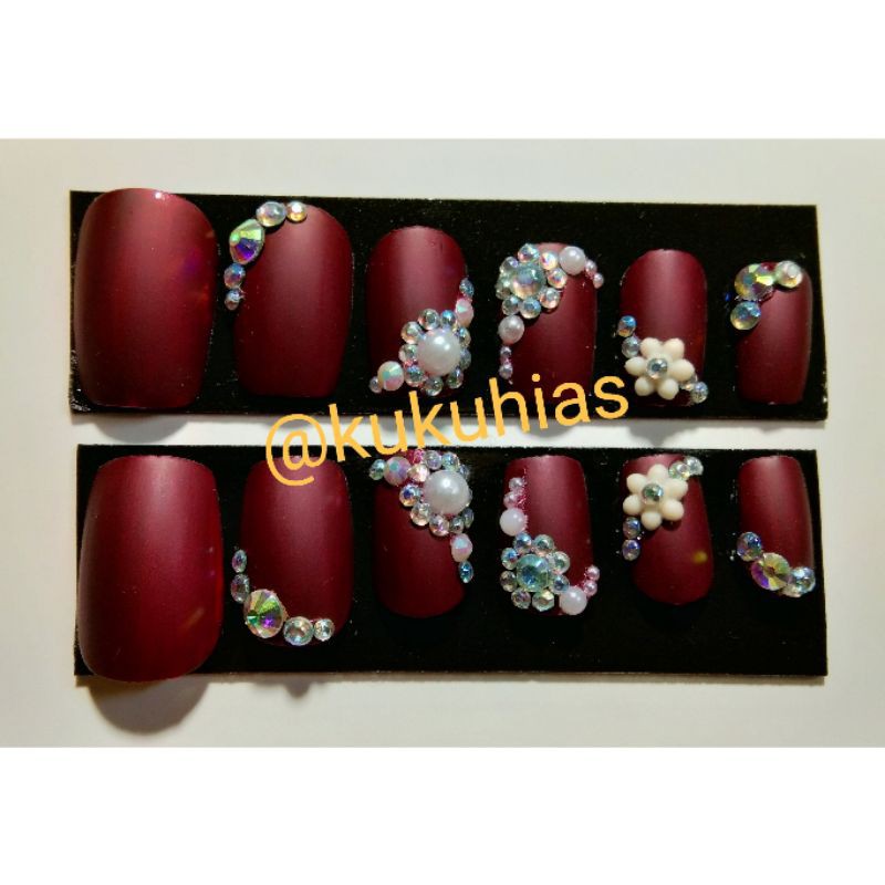 

KukuHias Wedding handmade full dekorasi warna Maroon isi 10-12pcs free lem