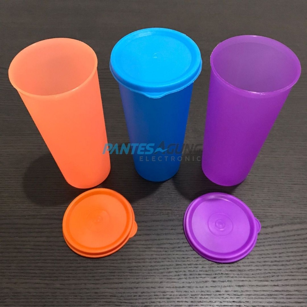 TEMPAT MINUM GELAS PLASTIK PLUS TUTUP WARNA WARNI TUMBLER PLASTIK COLOURFULL BOTOL MINUM