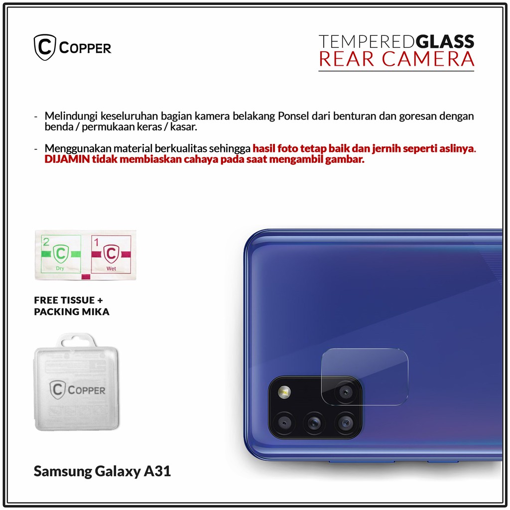 Samsung Galaxy A31- COPPER Tempered Glass Kamera