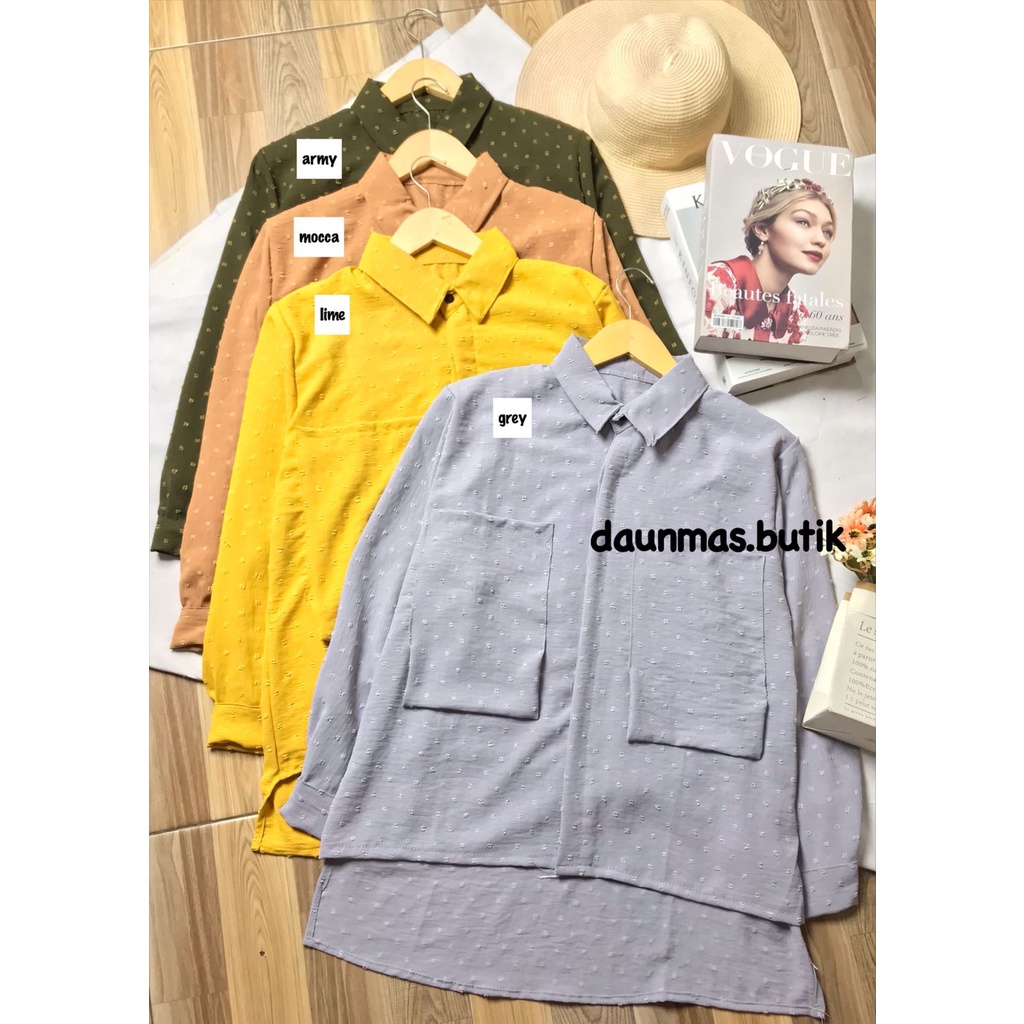 1KG MUAT 5PCS | LOORA AIRFLOW URAGIRI KEMEJA KANTONG SAKU HITS OOTD SELEBGRAM FASHION GROSIR MURAH WANITA