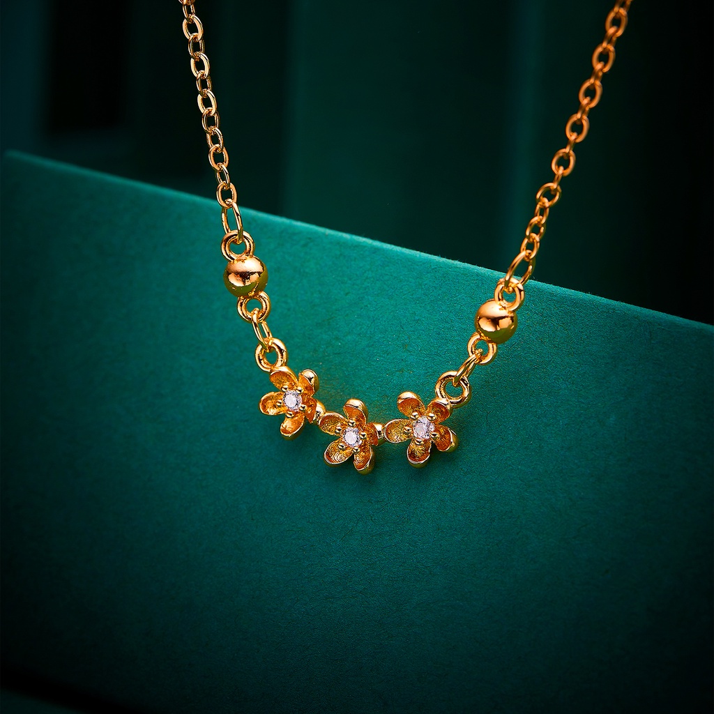 219N Kalung Titanium Wanita Karat Emas Silver Asli Panjang Muda Dan Anti Luntur