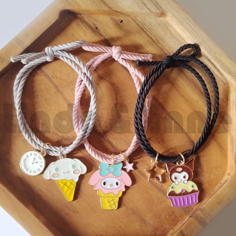 [1 PCS] Gelang Tali Karet Liontin Bunga &amp; Karakter Lucu Aksesoris Fashion Wanita