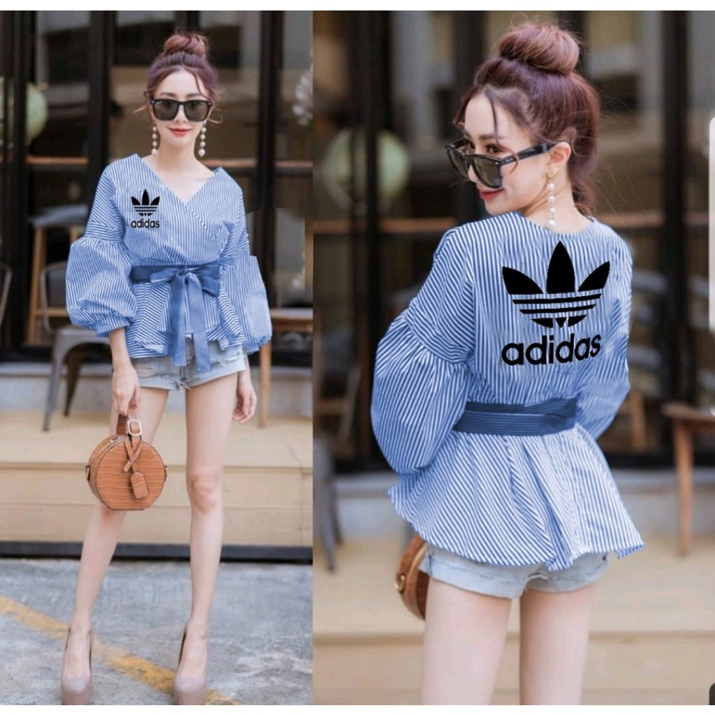 *[HNFK] Blouse Salur Wanita Korea / Blouse Salur Lengan Wanita / Atasan Wanita Salur