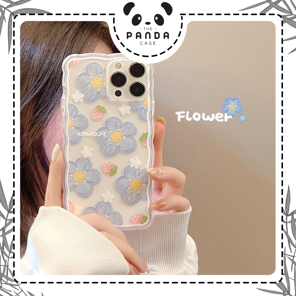 [TPC] SOFT CASE Iphone HP Blue Flower Korean 6 6S 7 8 PLUS X XS MAX XR 11 12 13 MINI PRO PROMAX IP036