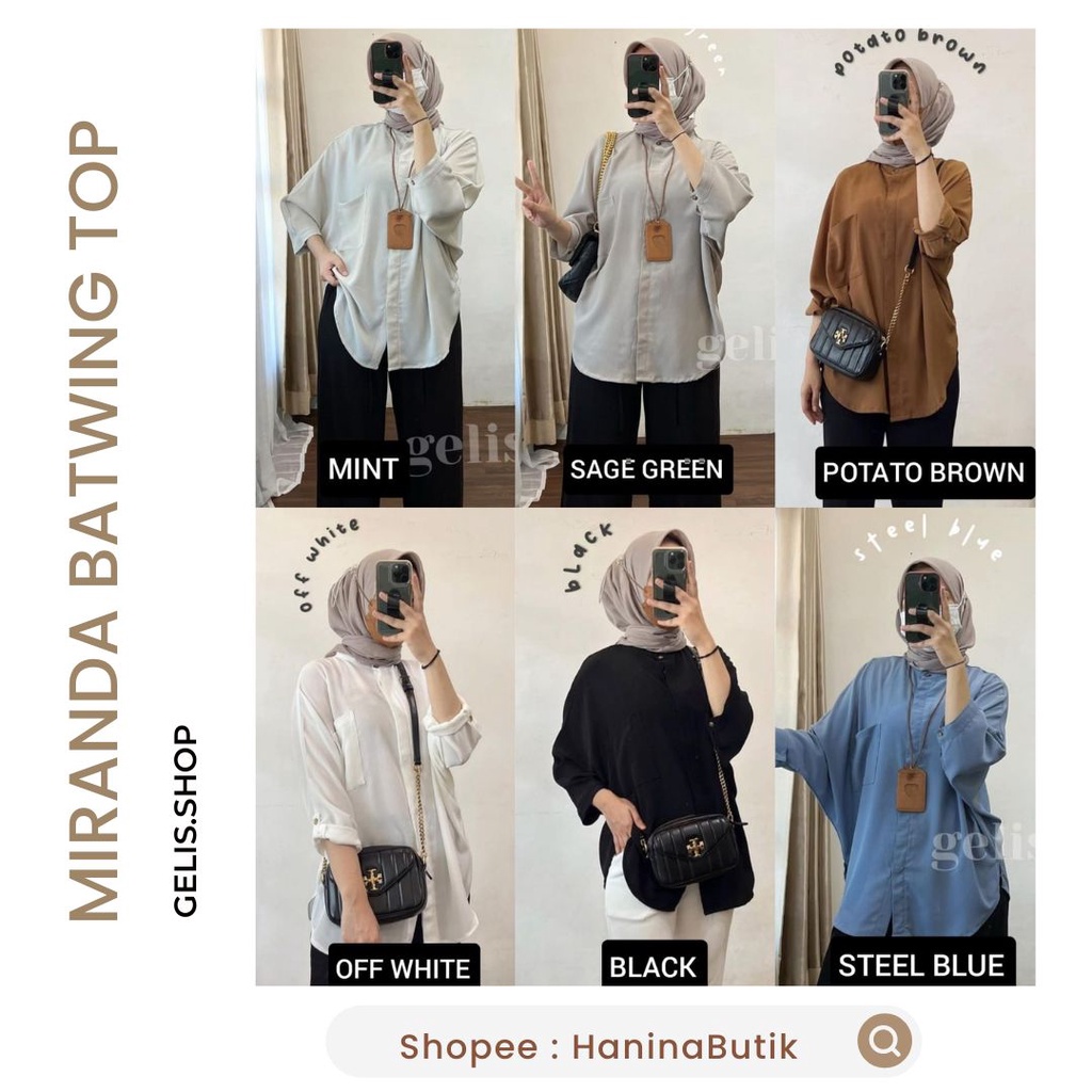 (𝗦𝗜𝗔𝗣 𝗞𝗜𝗥𝗜𝗠) MIRANDA BATWING TOP by GELIS.SHOP | GELIS | KEMEJA BATWING CASUAL WANITA