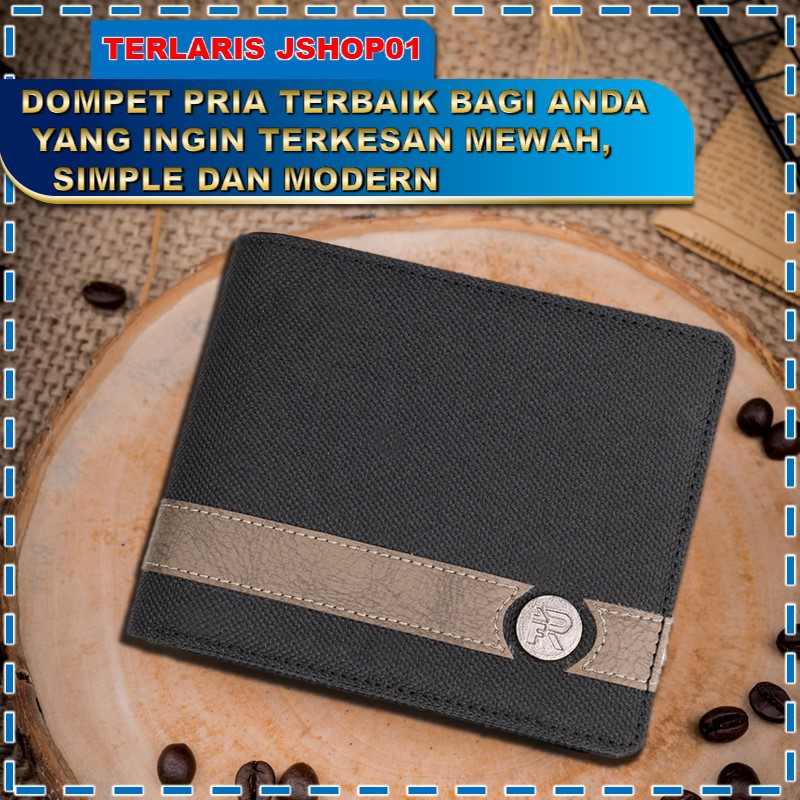 DOMPET WALLET KULIT PRIA COWOK PANJANG IMPORT IMPOR BAHAN KAIN CANVAS ASLI LIPAT BRANDED KEREN MURAH