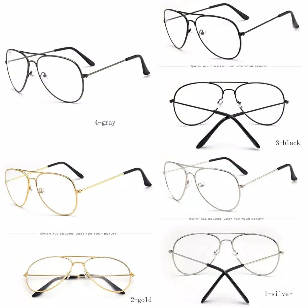 Kacamata Fashion Wanita EG4 Lensa Rangka Transparan Retro Vintage Metal Frame Eyeglasses KM31