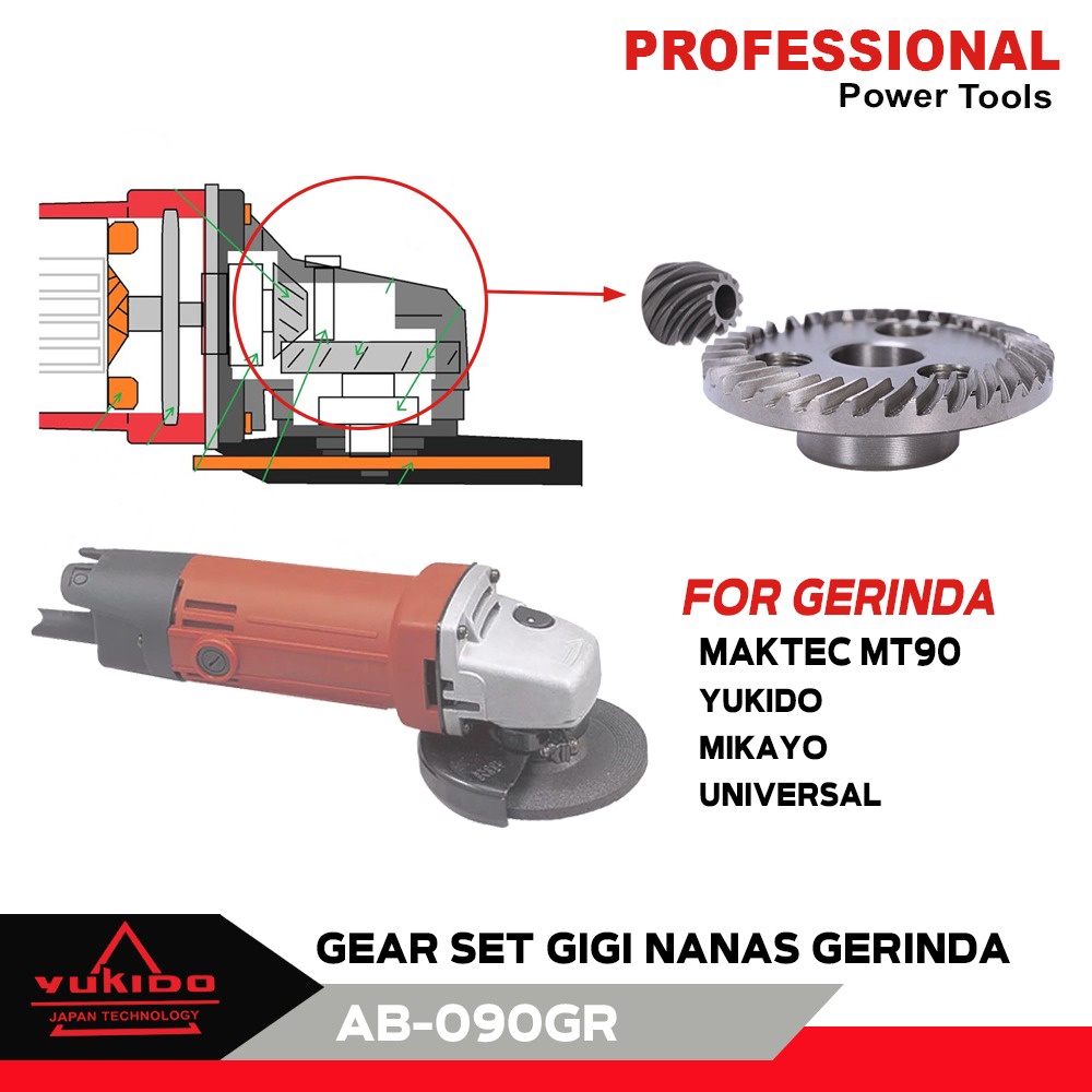 SET GEAR GIGI GERINDA MAKTEC MT 90 91 GIR GIGI NANAS