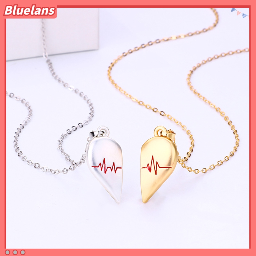 2pcs / Set Kalung Desain Puzzle Hati Bahan Alloy Electroplating Untuk Pasangan