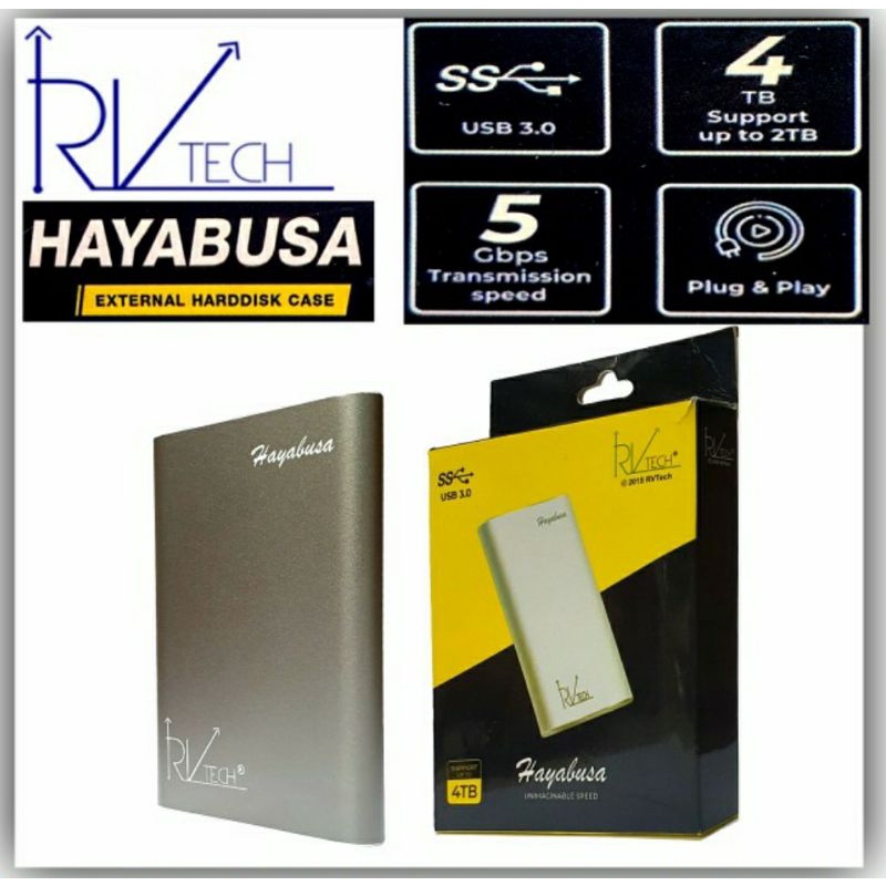 Casing Hardisk Rvitech External 2.5&quot; SATA USB 3.0 HDD Case HDD Hayabusa