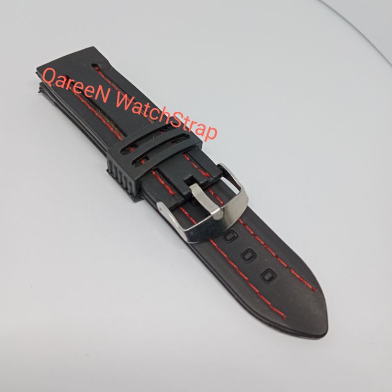 Tali Jam Tangan Karet  24MM Tali Jam Tangan Rubber Berkualitas 24 Tali jam tangan karet lis merah