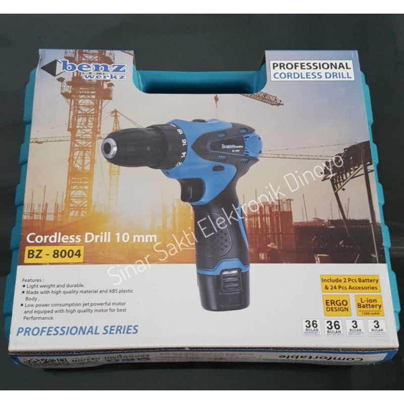 Mesin bor baterai cordless drill 10mm 12V 24 pcs charge wireless