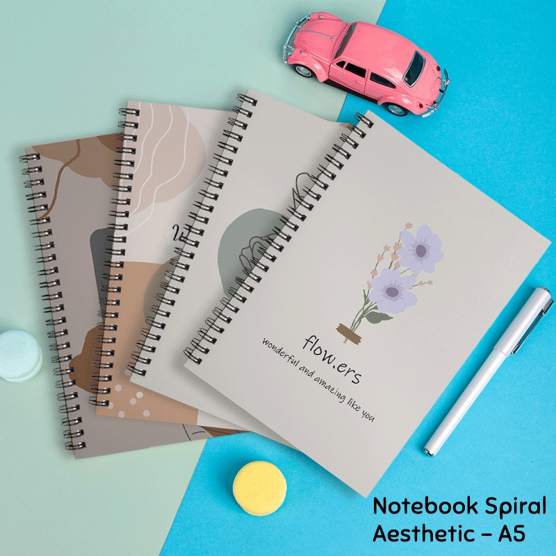 Notebook Spiral A5 Aesthetic 100 Halaman Buku Tulis Catatan Bookpaper Journal Jurnal Binder Diary Se
