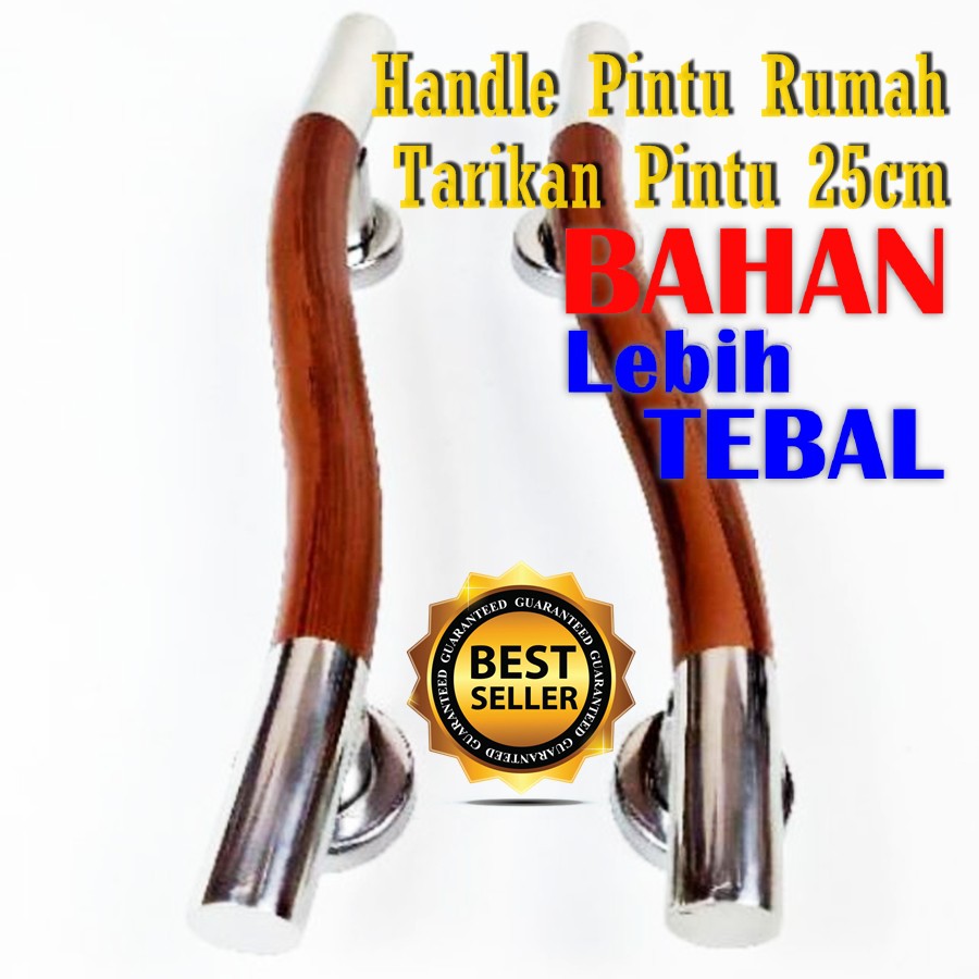 DISKON Handle Pintu Rumah 25cm KupuTarung Minimalis Stainles Kobra Bulat Kayu Gagang Tarikan Pintu
