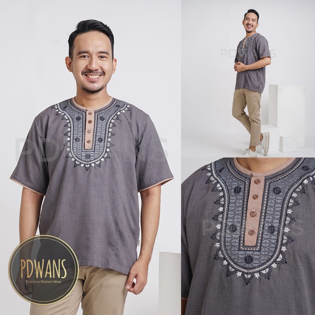 BAJU KOKO UJ UJE Ukuran S M L XL Lengan Pendek Kerah Oblong Warna DEWASA