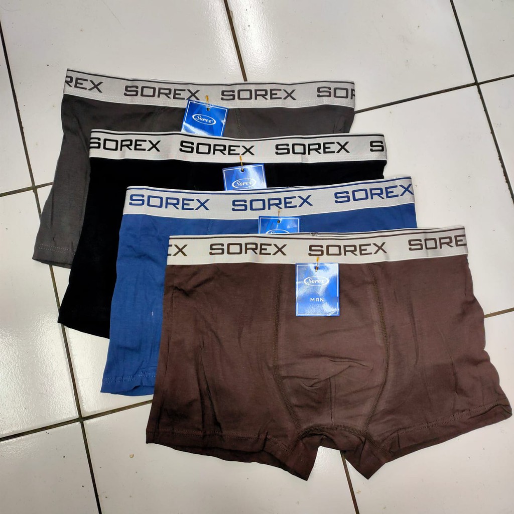 Boxer Pria Sorex M3902 Berbahan Katun Lembut dan Lentur dengan Karet Pinggang Tidak Berulir