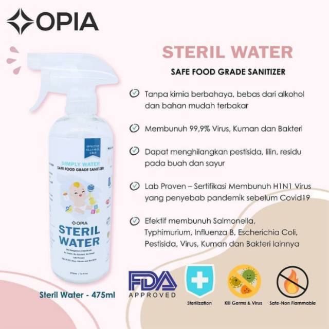 OPIA STERIL WATER 475ml Safe Food Grade Sanitizer