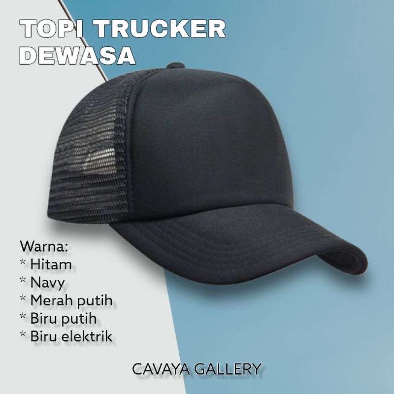 TOPI TRUCKER / TOPI JARING POLOS HITAM DEWASA