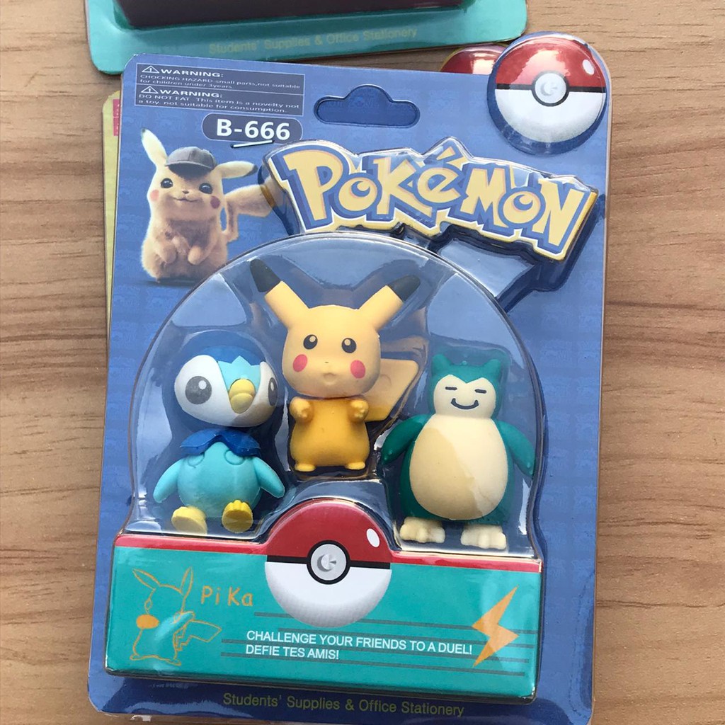 PENGHAPUS POKEMON HAPUSAN ISI 3 PCS HAPUSAN ALAT TULIS PERLENGKAPAN SEKOLAH KUALITAS IMPORT TERMURAH