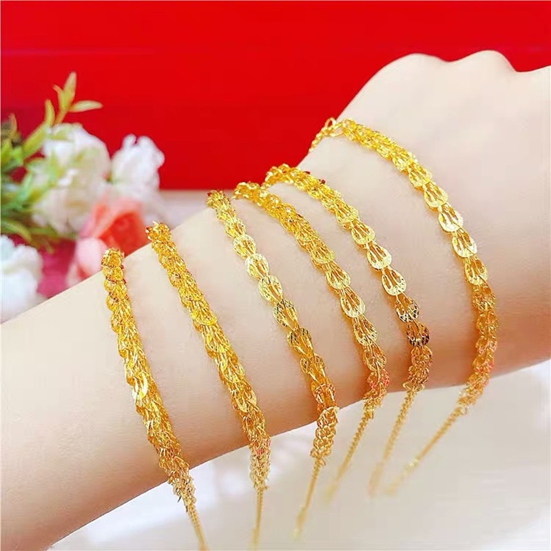 GELANG TITANIUM WANITA ANTI KARAT 18K EMAS Semanggi, Cinta, Cina FU Liontin Bangle Couple Pasangan Sahabat Bracelet