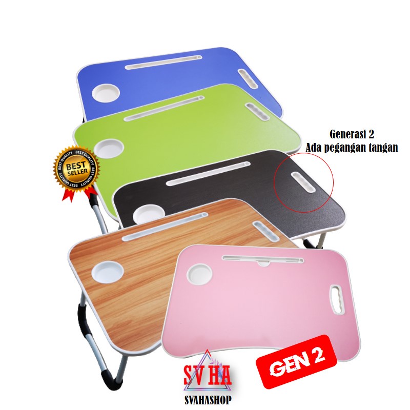 Meja Belajar Laptop Komputer Lipat Murah Polos 40 x 60 cm Bahan Mdf Tebal