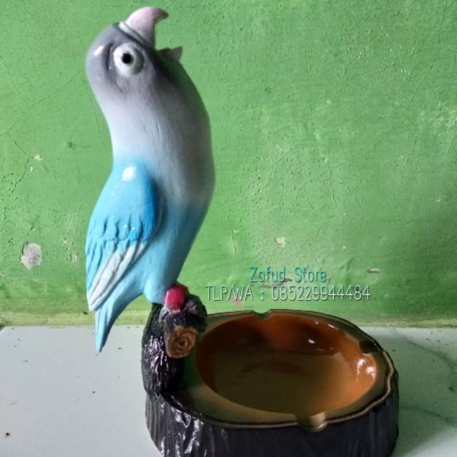 Asbak Lovebird pastel biru