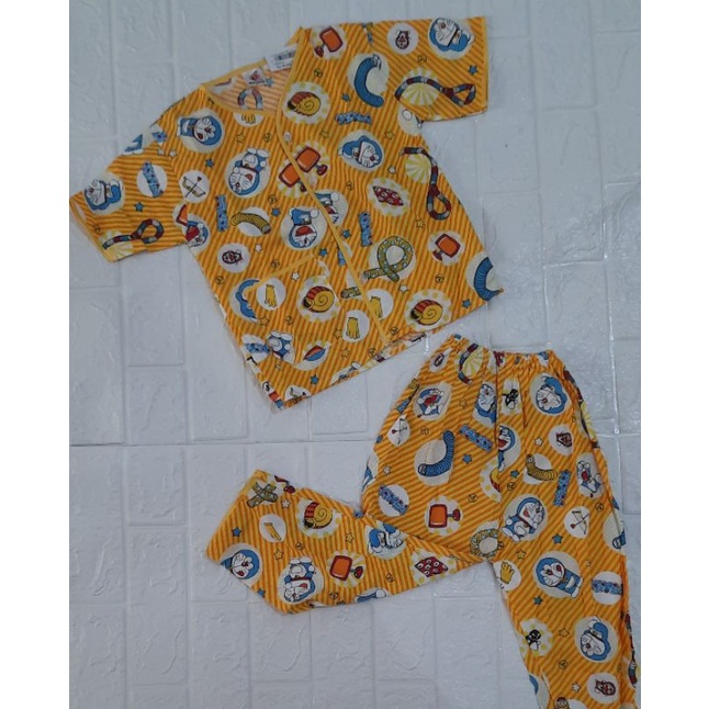 Piyama Katun Anak 4 - 7 tahun TK SD Merk Hayami Kancing Lengan Panjang / Pendek Motif