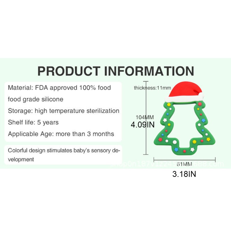 Mary Mainan Teether Bentuk Pohon Natal Bahan Silikon Food Grade Untuk Bayi