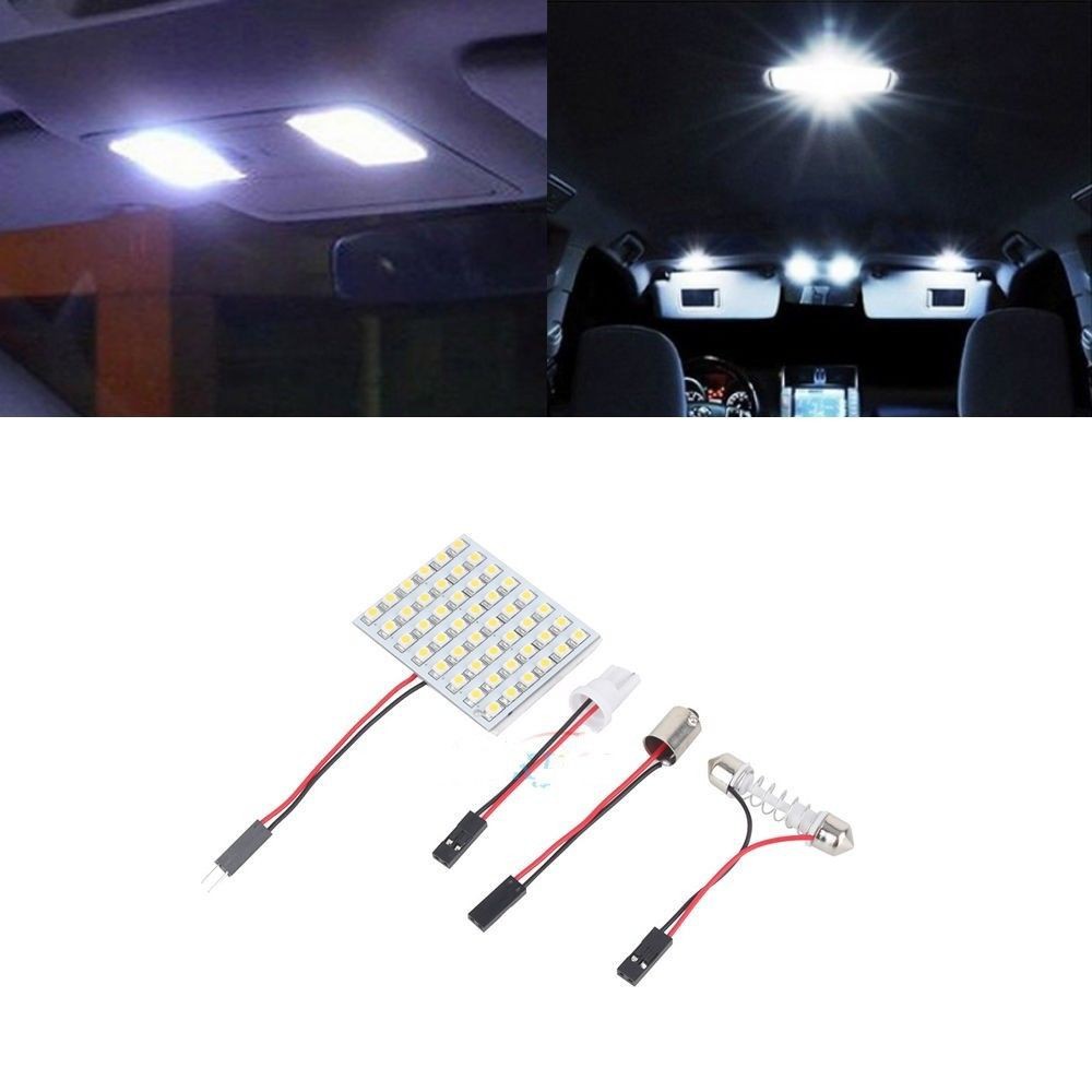 Lampu COB 48-LED SMD T10 4W 12V Warna Putih Untuk Interior Mobil