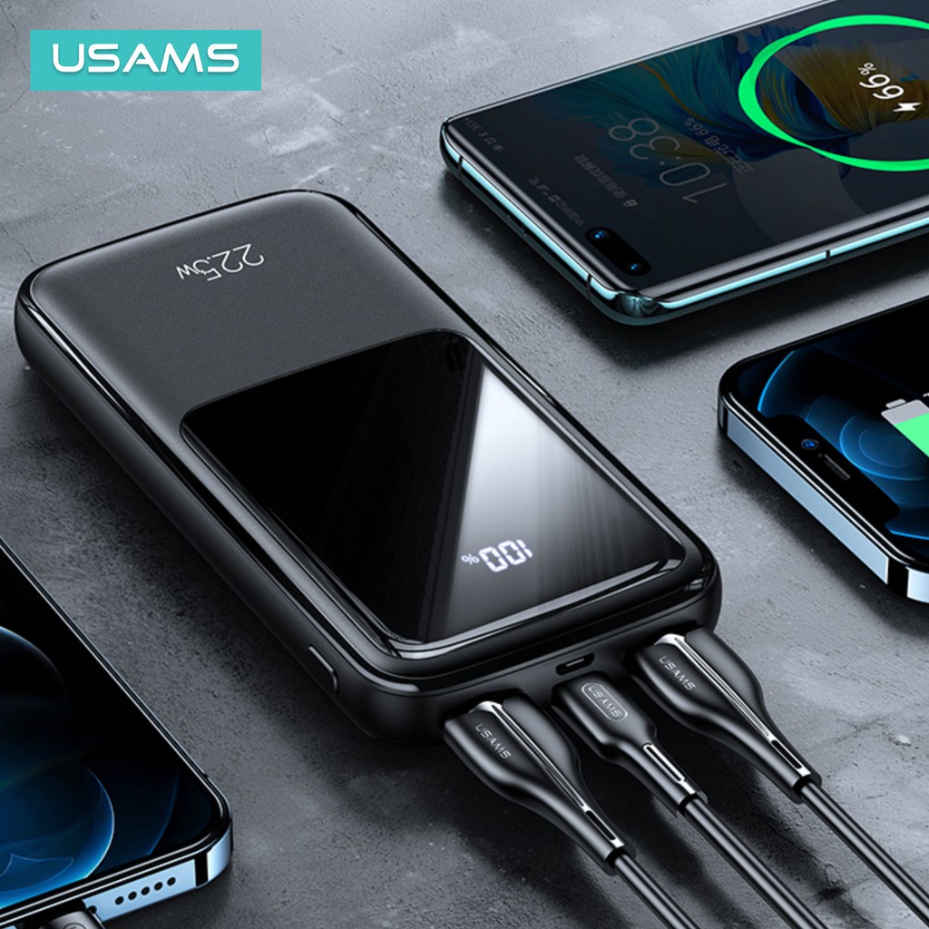 USAMS PB58 Powerbank Fast Charging 22.5W 10000mAh Dual QC3.0 PD Broad LED Display