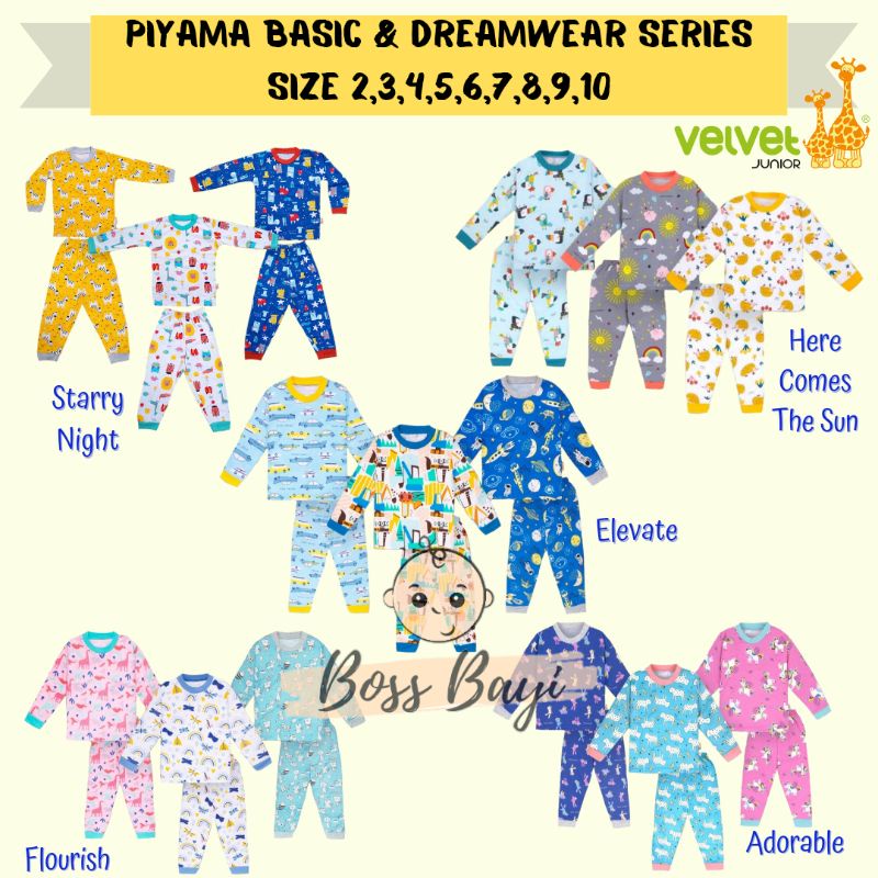 VELVET JUNIOR Piyama Anak / Setelan Oblong Panjang Celana Panjang size besar 2,3,4,5,6,7,8,9,10