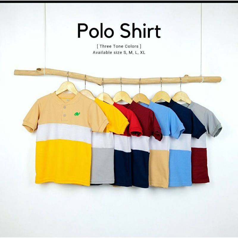 Atasan Kaos Polo Anak Laki-Laki Usia 1 2 3 4 5 6 Tahun / Polo Shirt Three Tone