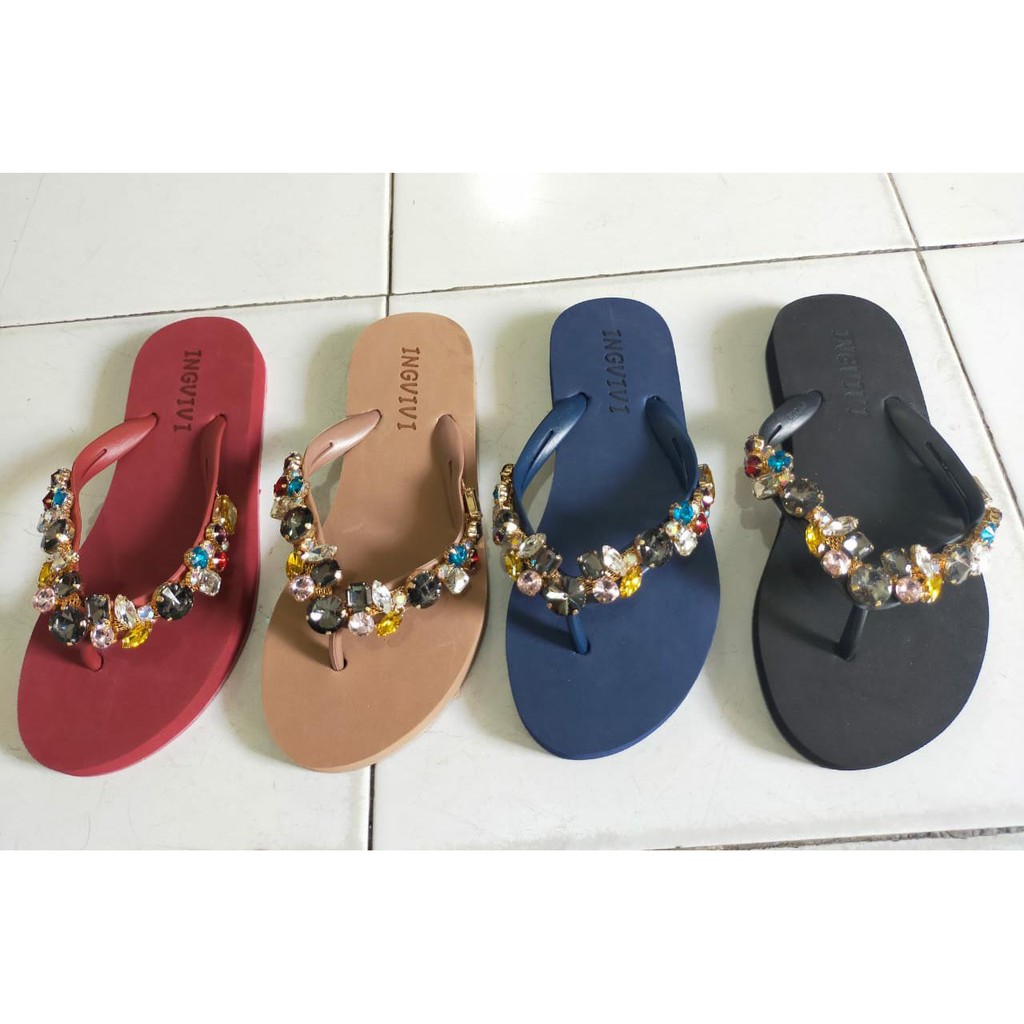Ingvivi Swarovski Sandal Wedges Wanita 7cm dan 5cm