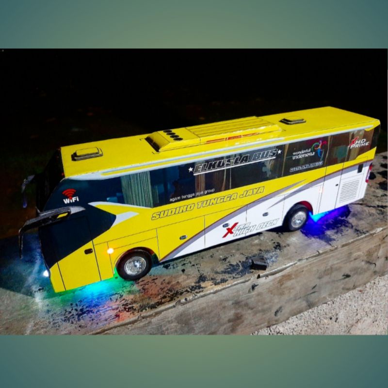 Erikcraft Miniatur Bus Miniatur Bis Sudiro tungga jaya sr2 kuning Mobil Mainan Hadiah Anak
