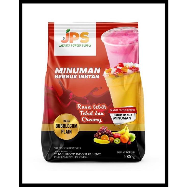 

Bubuk Minuman 1 Kg Bubble Gum Permen Karet Jps Plain Tanpa Gula