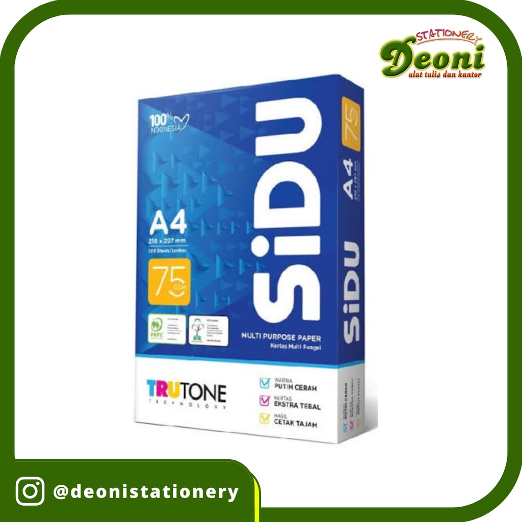 

Kertas HVS SIDU A4 75 gr (isi 500 lembar)