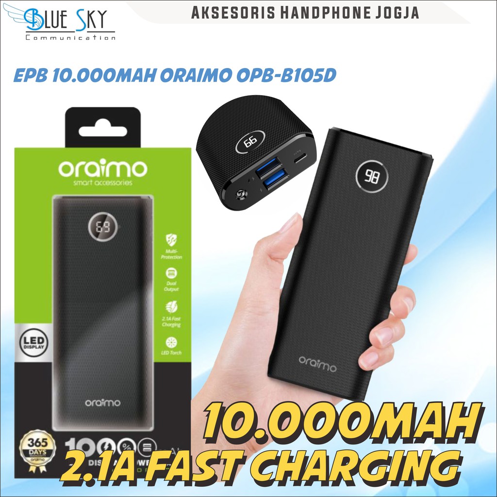 PORTABLE POWERBANK 10000MAH ORAIMO OPB-B105D FAST CHARGE SLIM