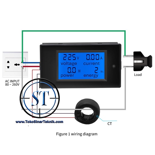 AC Multi 4in1 Meter LCD Voltmeter Ammeter Watt Energy kWh PLN Genset 100A