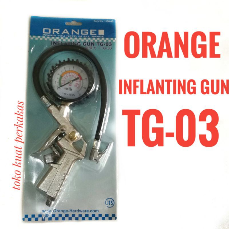 Inflating gun / alat tambah angin dengan meteran ORANGE
