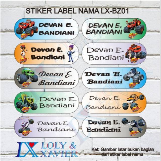 

Sticker label nama waterproof Blaze